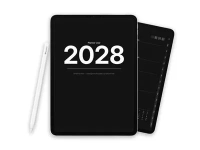 2028 Digitale planner voor iPad - Minimalist Dark Essential