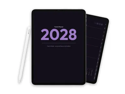2028 Digital Planner for iPad - Minimalist Dark Purple