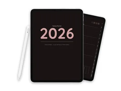2026 Digital Planner for iPad, Dark Rose