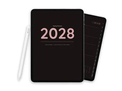 2028 Digital Planner for iPad - Minimalist Dark Rose