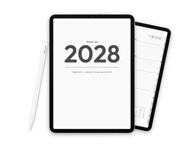 2028 Digitale planner voor iPad - Minimalist Grey Neutral