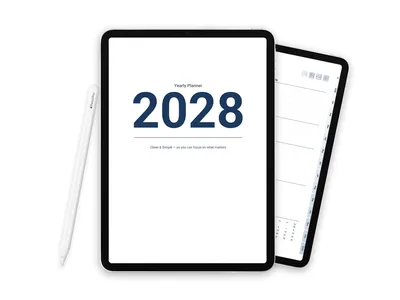 2028 Digital Planner for iPad - Minimalist Navy