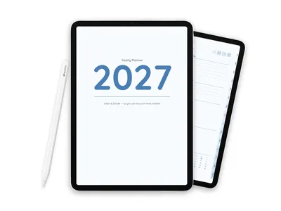 2027 Digital Planner for iPad - Minimalist Patina Blue