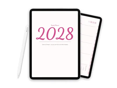 2028 Digital Planner for iPad - Minimalist Pink