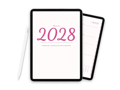 2028 Digitale planner voor iPad - Minimalist Pink
