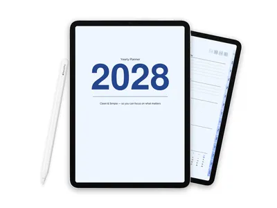 2028 Digital Planner for iPad - Minimalist Royal Blue